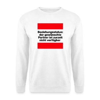 PARTNER ZURZEIT NICHT VERFÜGBAR, SINGLE, BEZIEHUNG - Unisex Pullover - Weiß - Vorne - Alina (178cm) & Michal (187cm)