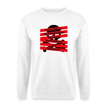 KEINE BÜHNE FÜR FASCHISMUS, HASS UND AUSGRENZUNG - Unisex Pullover - Weiß - Vorne - Alina (178cm) & Michal (187cm)
