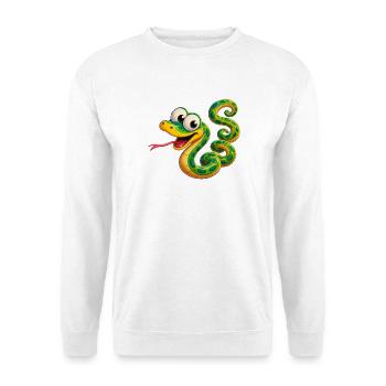 Glückliche grüne Cartoon-Schlange - Unisex Pullover - Weiß - Vorne - Alina (178cm) & Michal (187cm)