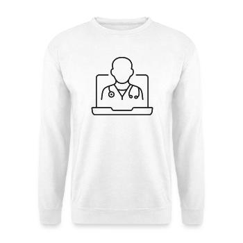 Online-Hotline-Icon für Ärzte in Telemedizin - Unisex Pullover - Weiß - Vorne - Alina (178cm) & Michal (187cm)