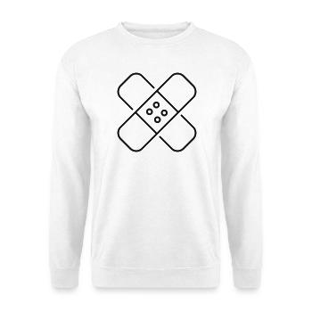 Klebeverband Medizinlinien-Symbol - Unisex Pullover - Weiß - Vorne - Alina (178cm) & Michal (187cm)