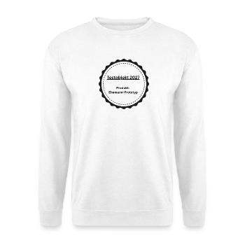 JGA Bräutigam Testobjekt 2027 Kneipentest - Unisex Pullover - Weiß - Vorne - Alina (178cm) & Michal (187cm)