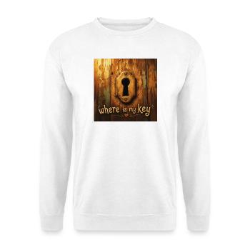 Wo ist mein Schlüssel? Vintage-Tür - Unisex Pullover - Weiß - Vorne - Alina (178cm) & Michal (187cm)