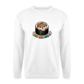 Süßer Sushi-Otter Einfach mitmachen Kawaii Wortspiel - Unisex Pullover - Weiß - Vorne - Alina (178cm) & Michal (187cm)