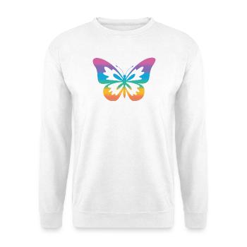 Schmetterling Regenbogen Autismus-Spektrum - Unisex Pullover - Weiß - Vorne - Alina (178cm) & Michal (187cm)