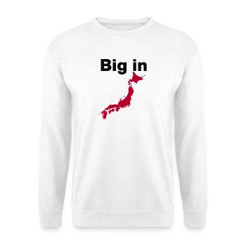 BIG IN JAPAN, JAPAN-FAN-DESIGN, LIEBLINGSLAND 🇯🇵 - Unisex Pullover - Weiß - Vorne - Alina (178cm) & Michal (187cm)