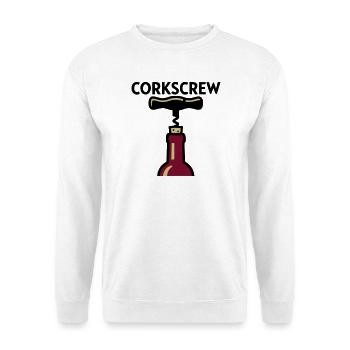 Korkenzieher Wein Grafik - Unisex Pullover - Weiß - Vorne - Alina (178cm) & Michal (187cm)