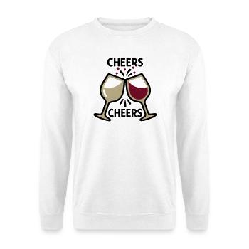 Cheers Weinglaeser Logo - Unisex Pullover - Weiß - Vorne - Alina (178cm) & Michal (187cm)