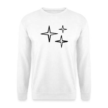 Funkeln handgezeichnet - Unisex Pullover - Weiß - Vorne - Alina (178cm) & Michal (187cm)