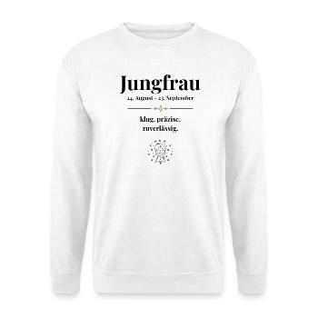 Sternzeichen Jungfrau - Unisex Pullover - Weiß - Vorne - Alina (178cm) & Michal (187cm)