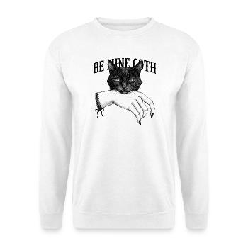 Nachtkatze Handzeichnung - Unisex Pullover - Weiß - Vorne - Alina (178cm) & Michal (187cm)
