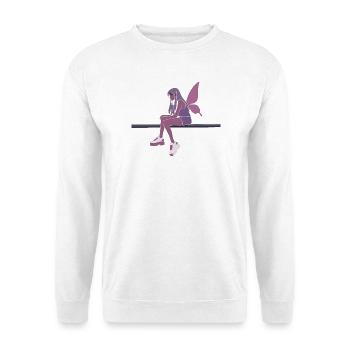 Abendfee auf dem Balken - Unisex Pullover - Weiß - Vorne - Alina (178cm) & Michal (187cm)