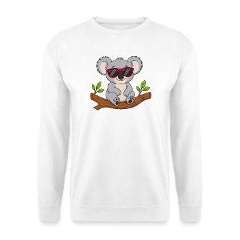 Cooler Koala mit roter Sonnenbrille  - Unisex Pullover - Weiß - Vorne - Alina (178cm) & Michal (187cm)