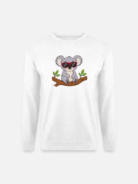 Cooler Koala mit roter Sonnenbrille - Unisex Pullover - Weiß