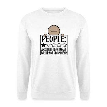 People Absolute Nightmare 1 Stern Review Logo Text - Unisex Pullover - Weiß - Vorne - Alina (178cm) & Michal (187cm)