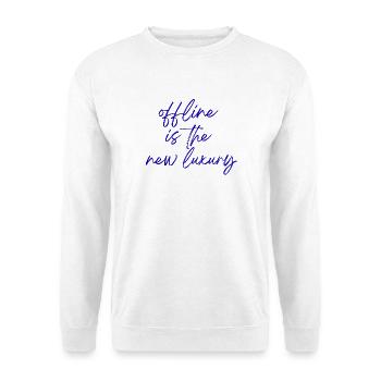 Offline ist der neue Luxus - Unisex Pullover - Weiß - Vorne - Alina (178cm) & Michal (187cm)