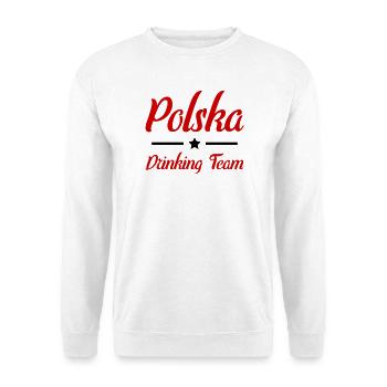 Polska Drinking Team Schriftzug - Unisex Pullover - Weiß - Vorne - Alina (178cm) & Michal (187cm)
