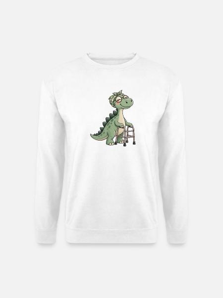 Dino mit Blumenband Rollator - Unisex Pullover - Weiß