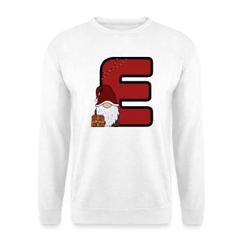 E-Weihnachtsgnom mit Geschenk - Unisex Pullover - Weiß - Vorne - Alina (178cm) & Michal (187cm)