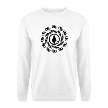 Indianer Ureinwohner Traumfänger Western - Unisex Pullover - Weiß - Vorne - Alina (178cm) & Michal (187cm)