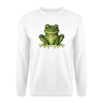 Frosch aus Brokkoli – lustiges Gemüse Tier - Unisex Pullover - Weiß - Vorne - Alina (178cm) & Michal (187cm)
