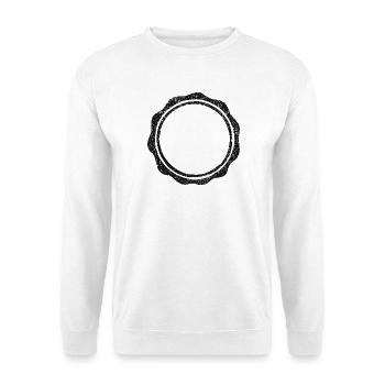 Vintage-runde Gummistempel-Schablone - Unisex Pullover - Weiß - Vorne - Alina (178cm) & Michal (187cm)