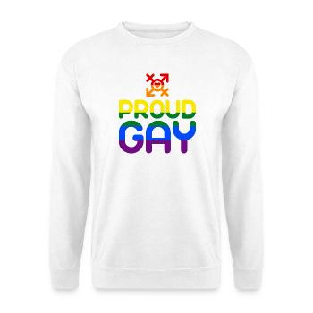 Proud Gay (farbenfroh) - Unisex Pullover - Weiß - Vorne - Alina (178cm) & Michal (187cm)