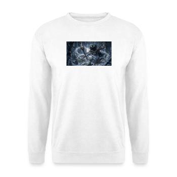 Gothic Pumpkin Snowman with Hourglasses and Clockw - Unisex Pullover - Weiß - Vorne - Alina (178cm) & Michal (187cm)