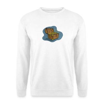 Schatztruhe mit Goldglanz - Unisex Pullover - Weiß - Vorne - Alina (178cm) & Michal (187cm)