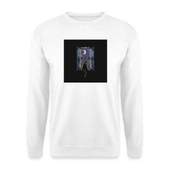 Mondfenster Katzensicht - Unisex Pullover - Weiß - Vorne - Alina (178cm) & Michal (187cm)