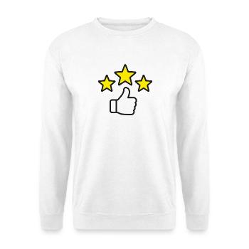 Top-bewertetes Daumen-hoch-Sterne-Liniensymbol - Unisex Pullover - Weiß - Vorne - Alina (178cm) & Michal (187cm)