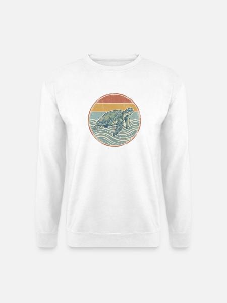 Vintage Meeresschildkröte – Retro Ozean Wellen - Unisex Pullover - Weiß