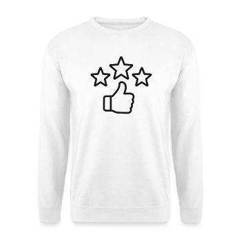 Top-bewertetes Daumen-hoch-Sterne-Liniensymbol - Unisex Pullover - Weiß - Vorne - Alina (178cm) & Michal (187cm)