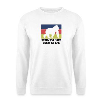 Affe Retro Spruch - Unisex Pullover - Weiß - Vorne - Alina (178cm) & Michal (187cm)