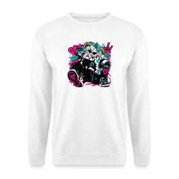 Neon-Graffiti-Ziegenstern - Unisex Pullover - Weiß - Vorne - Alina (178cm) & Michal (187cm)