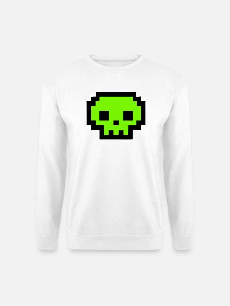 Gruener Pixel Totenkopf Icon - Unisex Pullover - Weiß