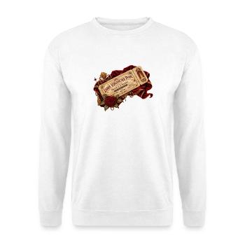 Vintage Theaterkarte mit roter Rose - Unisex Pullover - Weiß - Vorne - Alina (178cm) & Michal (187cm)
