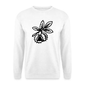 Kastanie Zweig Blätter - Unisex Pullover - Weiß - Vorne - Alina (178cm) & Michal (187cm)
