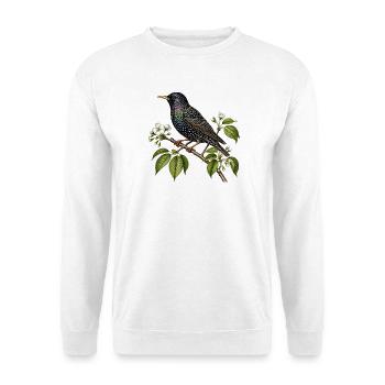 Europäischer Star – Sturnus vulgaris - Unisex Pullover - Weiß - Vorne - Alina (178cm) & Michal (187cm)