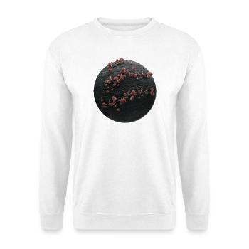 Steinkugel mit pinken Rosen - Unisex Pullover - Weiß - Vorne - Alina (178cm) & Michal (187cm)
