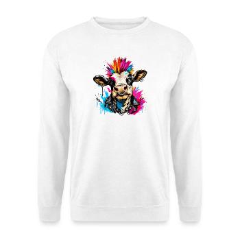 Punk Kuh - Unisex Pullover - Weiß - Vorne - Alina (178cm) & Michal (187cm)