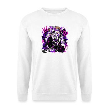 Rebellisches Graffiti-Ziegenmädchen - Unisex Pullover - Weiß - Vorne - Alina (178cm) & Michal (187cm)