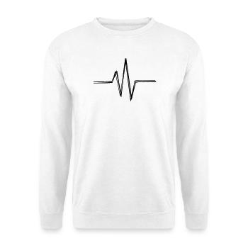 Herzschlag handgezeichnet - Unisex Pullover - Weiß - Vorne - Alina (178cm) & Michal (187cm)