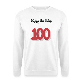 100. 100 JAHRE. 100-JÄHRIGES JUBILÄUM. GEBURTSTAG 100 - Unisex Pullover - Weiß - Vorne - Alina (178cm) & Michal (187cm)