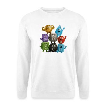 Farbige chemische Symbole - Unisex Pullover - Weiß - Vorne - Alina (178cm) & Michal (187cm)