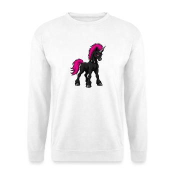 Punk Unicorn rockt einen rosa Irokesenschnitt - Unisex Pullover - Weiß - Vorne - Alina (178cm) & Michal (187cm)