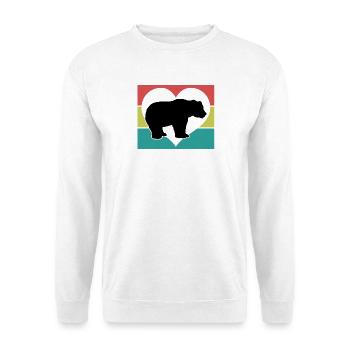 Bär Herz Retro-Style - Unisex Pullover - Weiß - Vorne - Alina (178cm) & Michal (187cm)