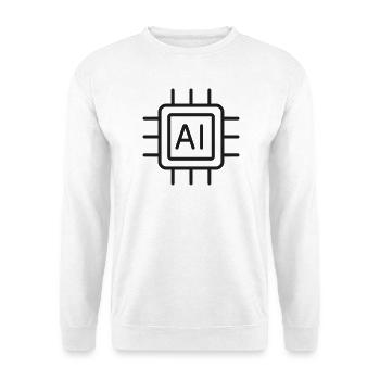 KI-Mikrochip-Liniensymbol - Unisex Pullover - Weiß - Vorne - Alina (178cm) & Michal (187cm)