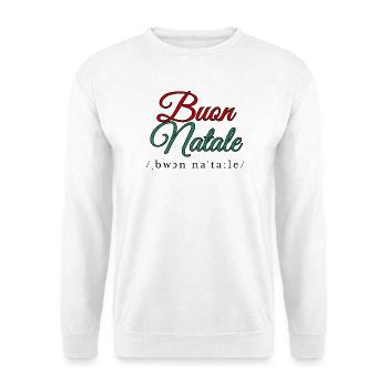 Buon Natale Frohe Weihnachten auf Italienisch - Unisex Pullover - Weiß - Vorne - Alina (178cm) & Michal (187cm)