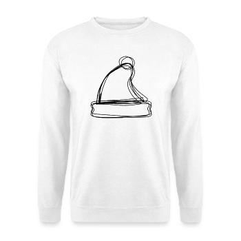 Weihnachtsmütze handgezeichnet - Unisex Pullover - Weiß - Vorne - Alina (178cm) & Michal (187cm)
